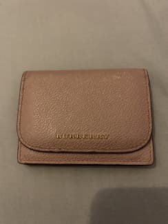Burberry Brown Leather Compact Wallet w/ Tags