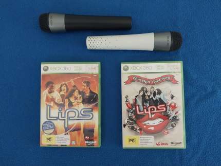 XBox 360 Karaoke LIPS Wireless LED Microphones and 80 Songs Xbox