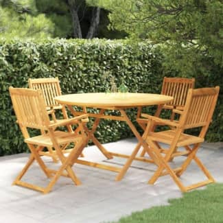 wooden garden table chairs and parasol