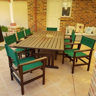 9 piece timber outdoor setting