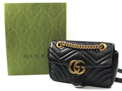 Gucci GG Marmont Matelasse Black Leather Mini Shoulder Bag 446744