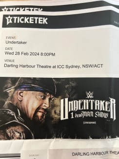 Wwe undertaker tickets Other Tickets Gumtree Australia Wyong