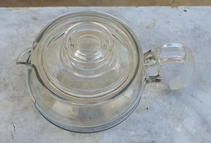 Vintage Pyrex Glass Coffee Carafe, Clear Tea Kettle, Antique Tea