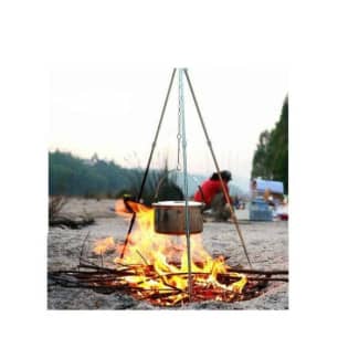 3 Sections Outdoor Camping Tripod, Portable Campfire Pot Rack, Aluminum  Alloy Fire Hanging Tripod