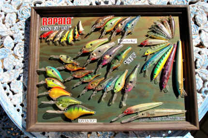 Rapala salesman promotional display board., Fishing