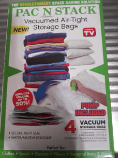 Pac N Stack 4-Pack Vacuumed Air-Tight Storage Bags With Pump