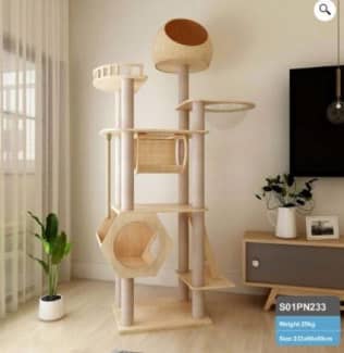 233cm Wooden Cat Tree Solid Wood Cat Scratching Post Condo Sisal Pet Products Gumtree