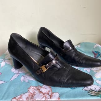 Womens Courts Heels Leather Shoes Italy Vintage Vera Pelle Buckle