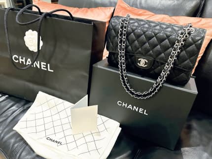 100 authentic Chanel double flap medium bag with receipt box