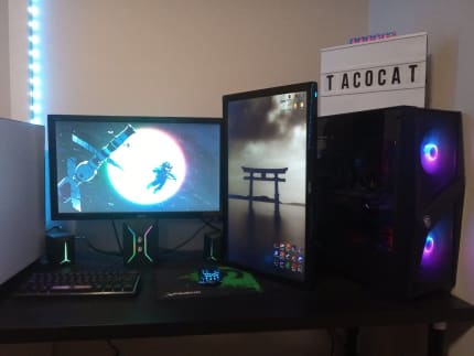 gaming pc bundle with 2 monitors