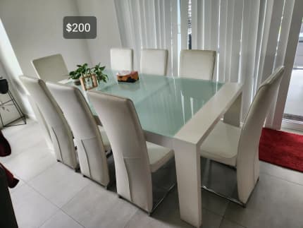 frosted white glass dining table