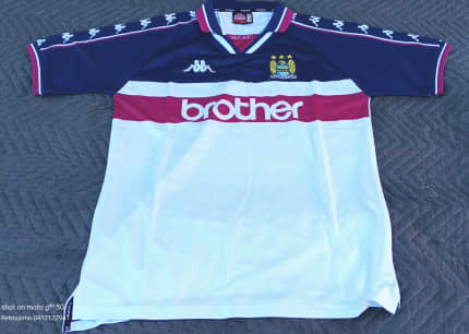 Manchester Man City White Blue Away 1997/98 Brother Kappa