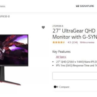 27 UltraGear QHD Nano IPS 1ms 165Hz HDR Monitor with G-SYNC® Compatibility