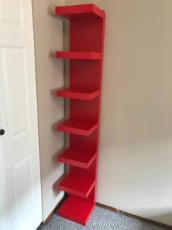 red lack shelf