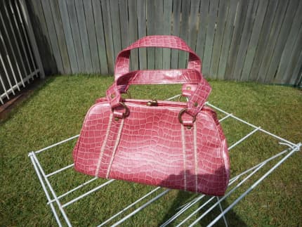 Brisbane Dark Pink Faux Crocodile Patent Leather