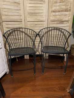 barrel back wrought iron chair