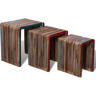 Set of 3 nesting tables Multicoloured Indoor or outdoor use 