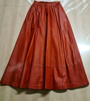 Vintage A Line Red Leather Skirt 1980s size 10 Dresses