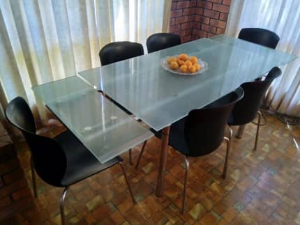 Glass and chrome extendable dining suite Dining Tables Gumtree