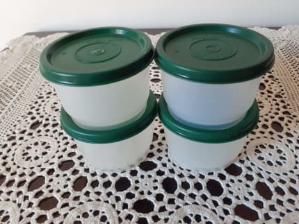 Tupperware 4 Ounce Snack Cups Set of 2 with Yellow Green Seals