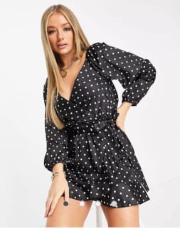 New Femme Luxe v neck mini dress in mono spot size 6 Dresses