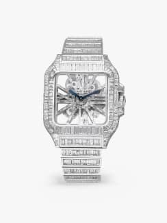 Cartier Santos De Cartier Skeleton 4109 Baguette Diamond Set by