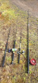 Lot - VINTAGE 12 FOOT SURF ROD WITH ALVEY REEL AND ANOTHER