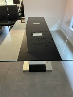 glass dining table and matching coffee table