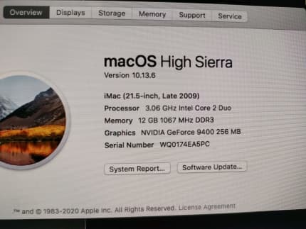 iMac 21.5 2009 C2DUO 500GB HD 12GB Ram macOS 10.13.6