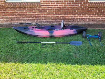 Kayak (Adult) 2.9m with paddle, strap, seat and trolley, Kayaks & Paddle, Gumtree Australia Penrith Area - Glenmore Park
