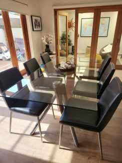 nick scali glass dining table