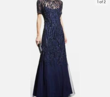 Aidan Mattox.Embellished Formal evening dress gown navy . Size