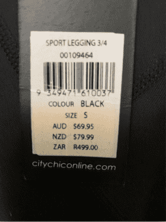 Active Wear Black Sport Legging 3/4 City Chic CCX Size S New With Tag, Pants & Jeans, Gumtree Australia Bayswater Area - Bayswater