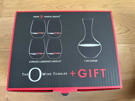 Riedel merlot decanter stemless wine set