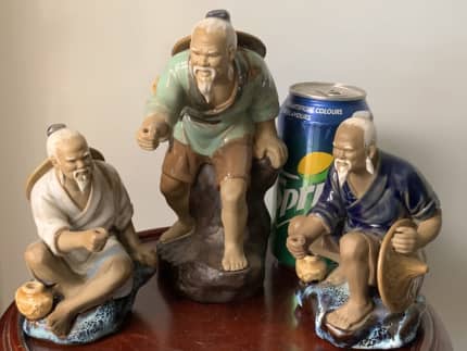 3 Vintage Chinese Glazed Pottery Mud Men Fishermen Figurines, Collectables, Gumtree Australia Liverpool Area - Wattle Grove