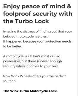 Winx Turbo Motorcycle Lock
