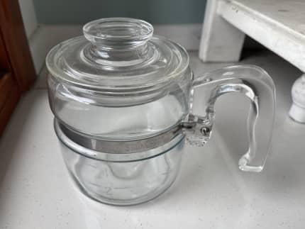 Pyrex Glass 4 Cup Coffee Percolator Bowl Handle & Lid ONLY 