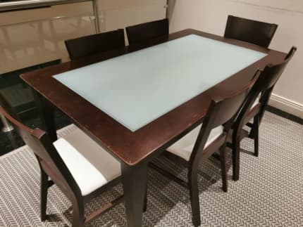 brown and cream dining table