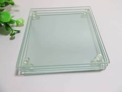 Plain clear deals glass coasters