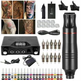 Dragonhawk Tattoo Kit Set Motor Pen Machine Gun Color Inks Power Supply  Needles