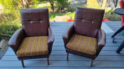 Brown Vintage Vinyl Armchair Pair Armchairs in Dilston TAS Gumtree Australia