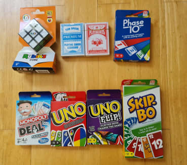 Mattel Uno, Dos, Uno Flip, and Phase 10 Mattel Family Card Game Variety  Pack of 4 