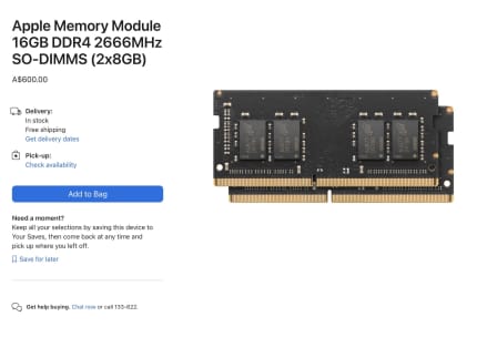 Apple Memory Module 16GB DDR4 2400MHz SO-DIMM (2x8GB)