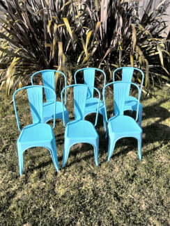 light blue metal dining chairs