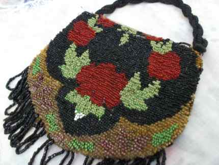 Vintage Beaded Abstract Floral Pattern Bag