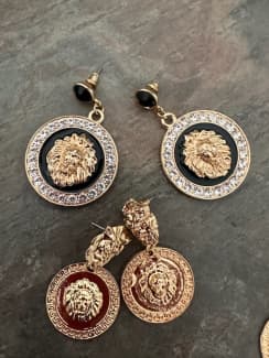 Versace Gold V Stud Earrings Versace