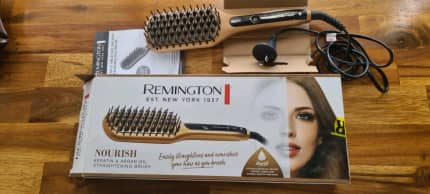 Keratin and argan oil straightening brush sale