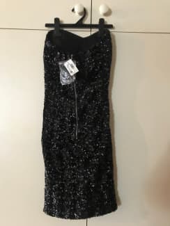 Ladies Dotti strap strapless sequin black cocktail dress size