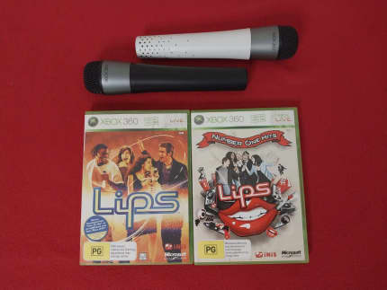 XBox 360 Karaoke LIPS Wireless LED Microphones and 80 Songs Xbox