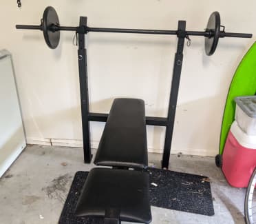 Bench Press and Massive Haul of Weights Dumbbells Barbell etc